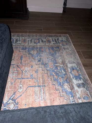 Customer photo review of Distressed Vintage Pissarro Terracotta in Blue & Beige