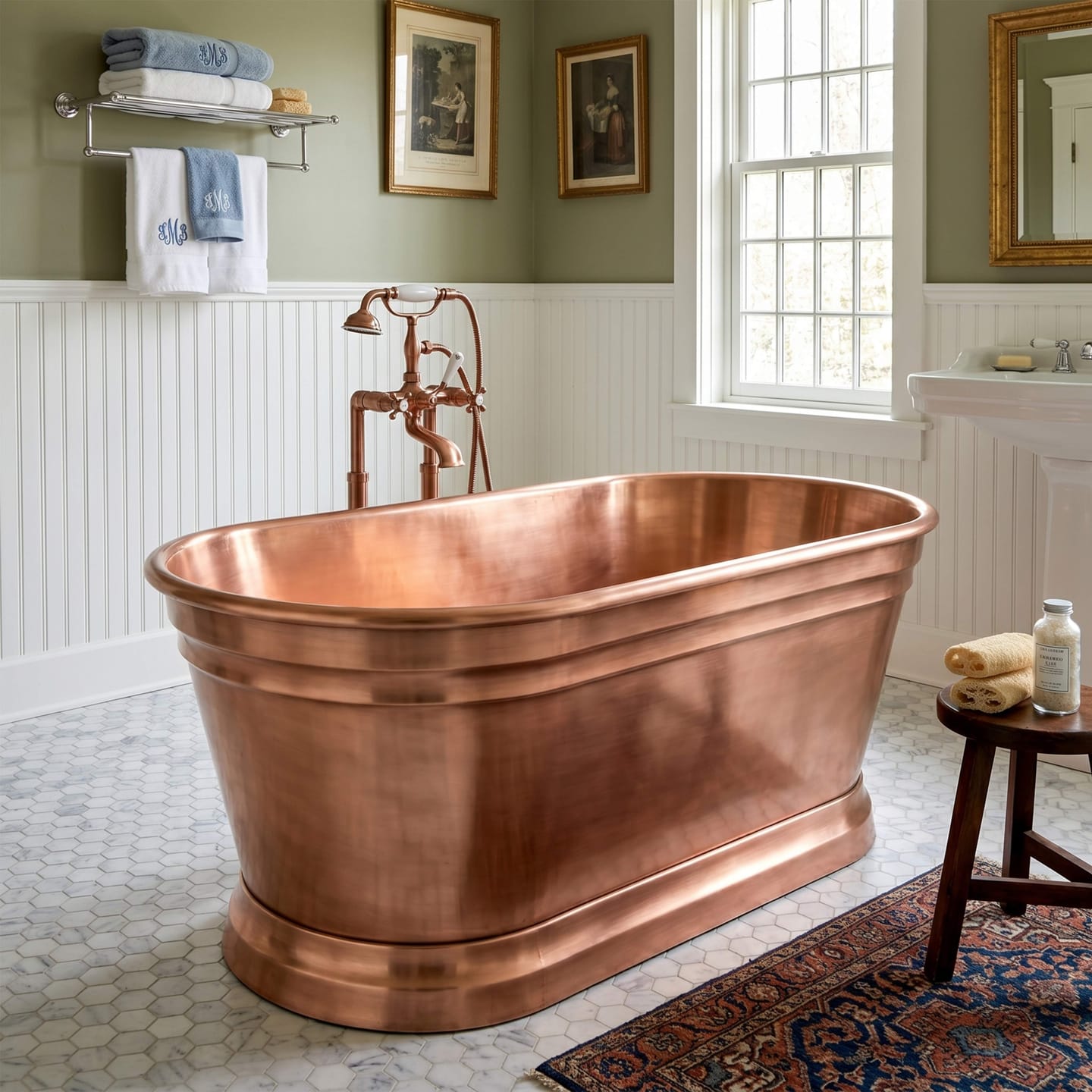 Customer photo review of Elite Double‑Ended Natural Copper Freestanding Pedestal Bathtub ECP-50