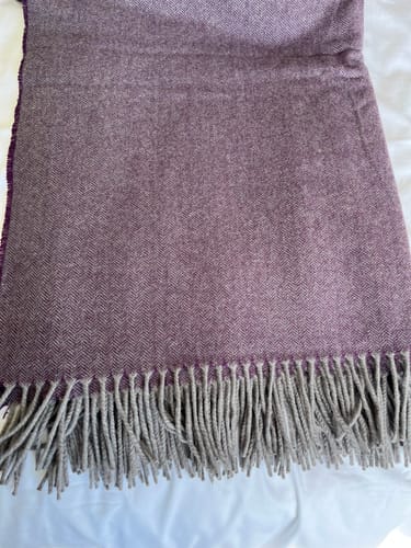 Customer photo review of Brand New English Blueberry Purple and Grey Herringbone Luxury Woven Cashmere Blanket