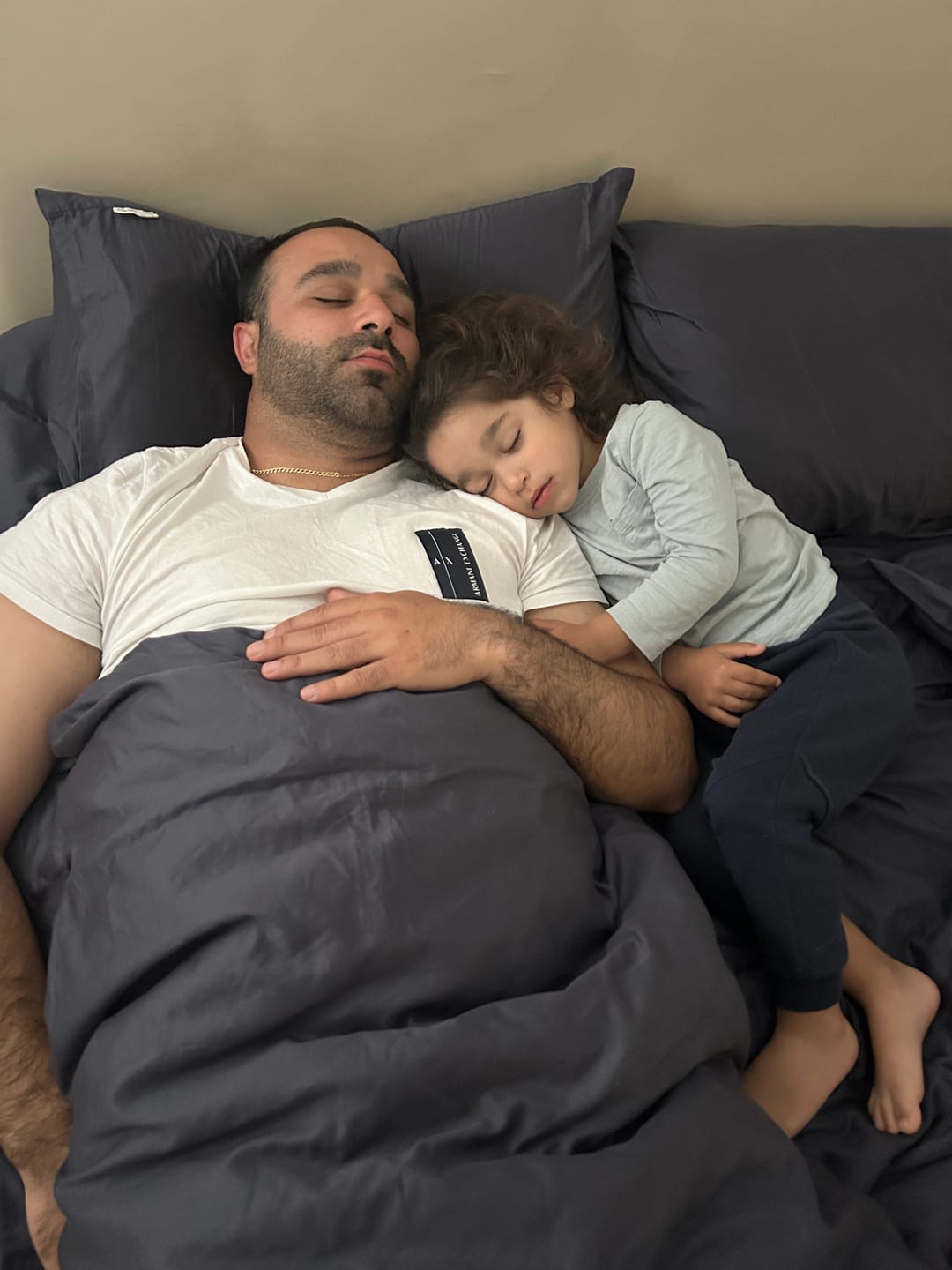 Customer photo review of סט מצעים כחול גינס - כותנה מצרית
