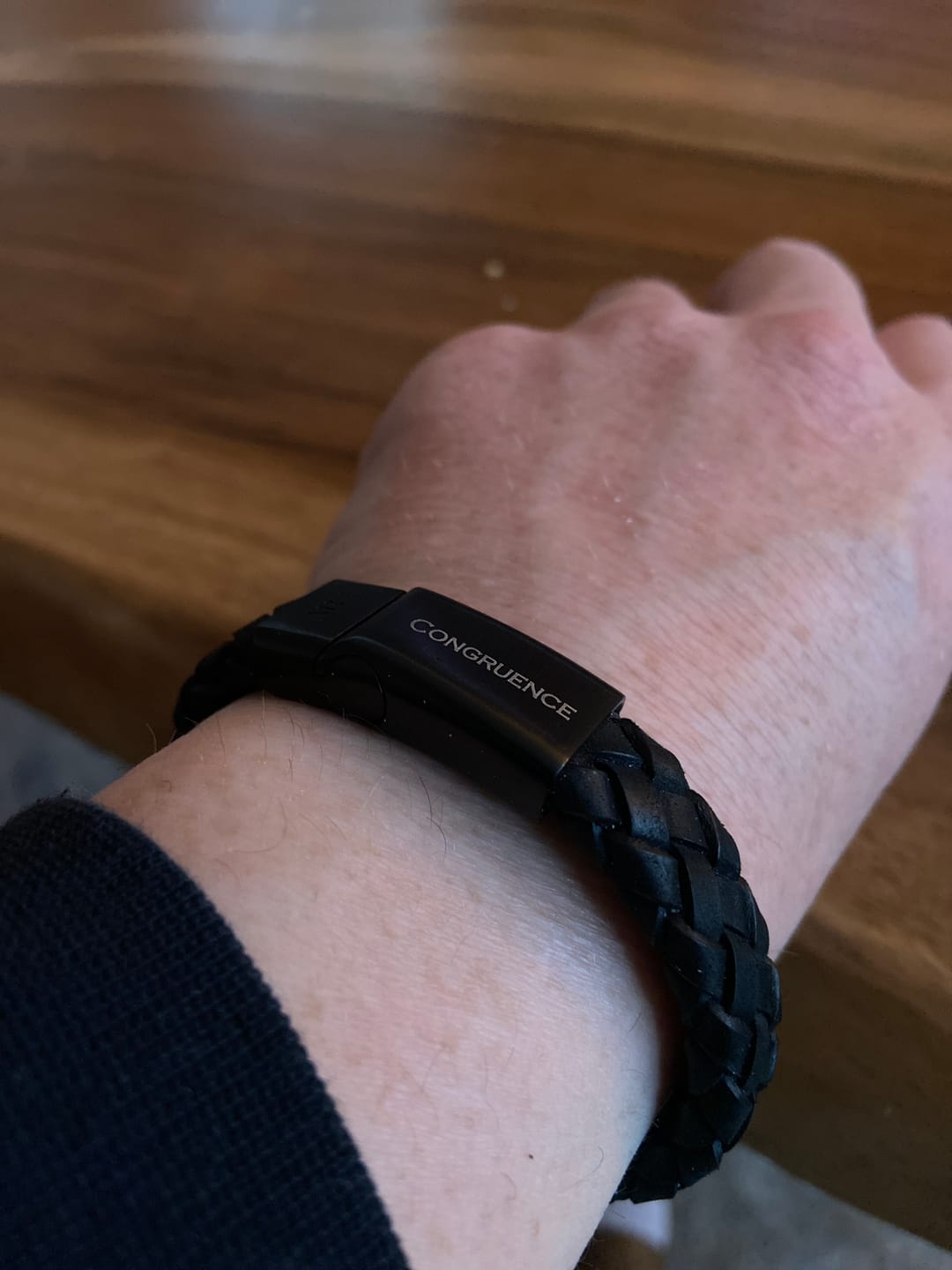 Customer photo review of 12mm Black Leather Bracelet