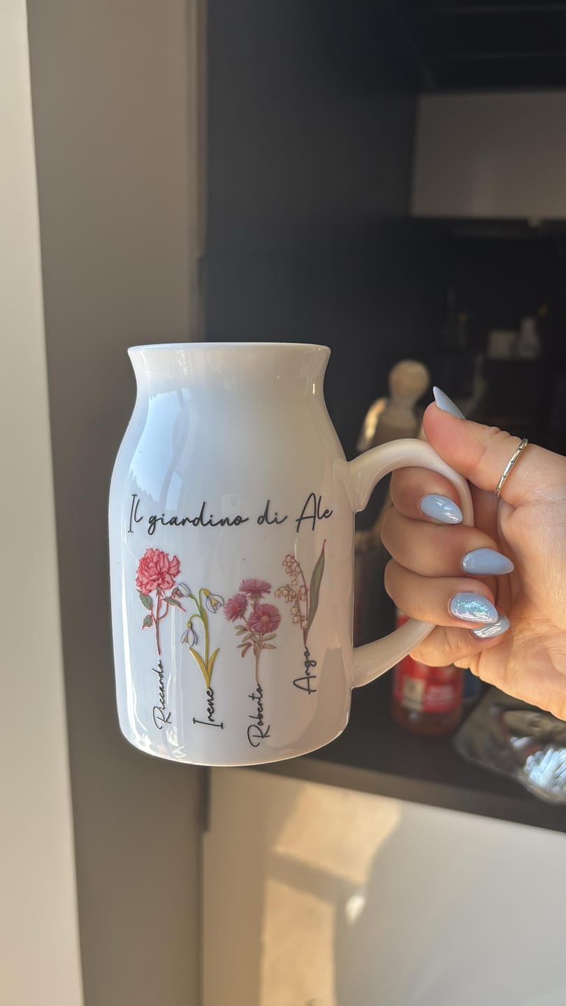 Customer photo review of Il giardino della mamma – Vaso personalizzato con nome e fiori per mamma e nonna