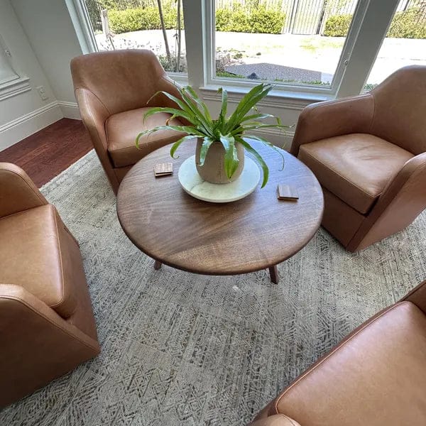 Customer photo review of Sidney Round Coffee Table - Solid Walnut Wood - Mid Century Modern Design