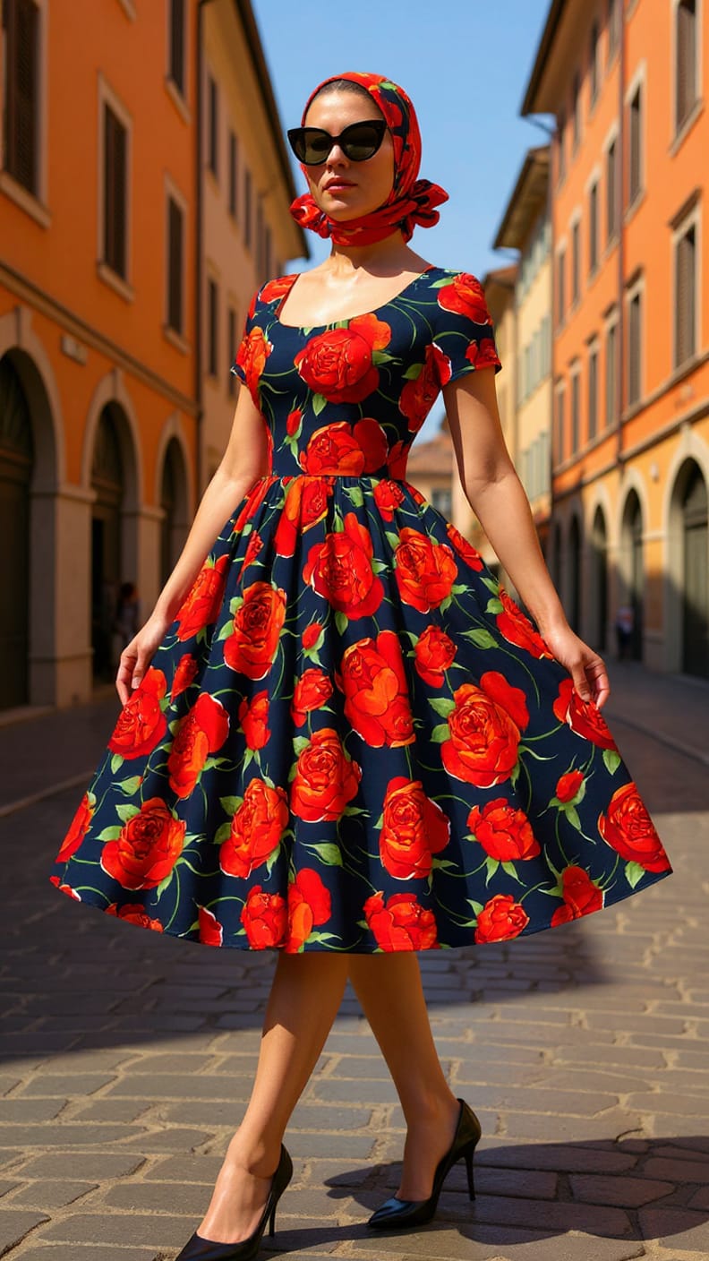 Customer photo review of Roses on Navy Rose & Hubble Cotton Poplin Fabric