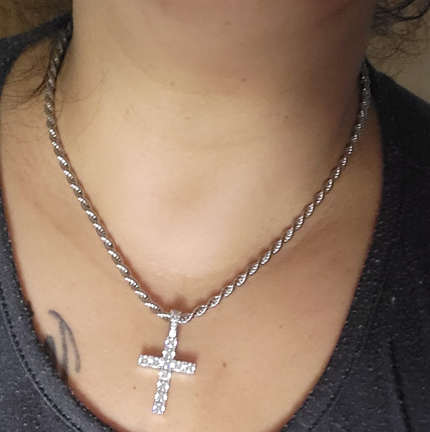 Customer photo review of Moissanite Cross Pendant - Silver - D Colour - VVS1