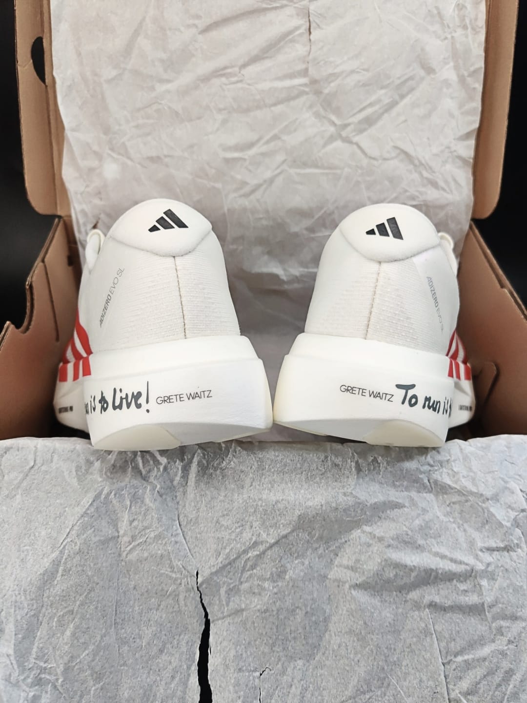 Customer photo review of Adidas Adizero EVO SL Off White Better Scarlet Men's