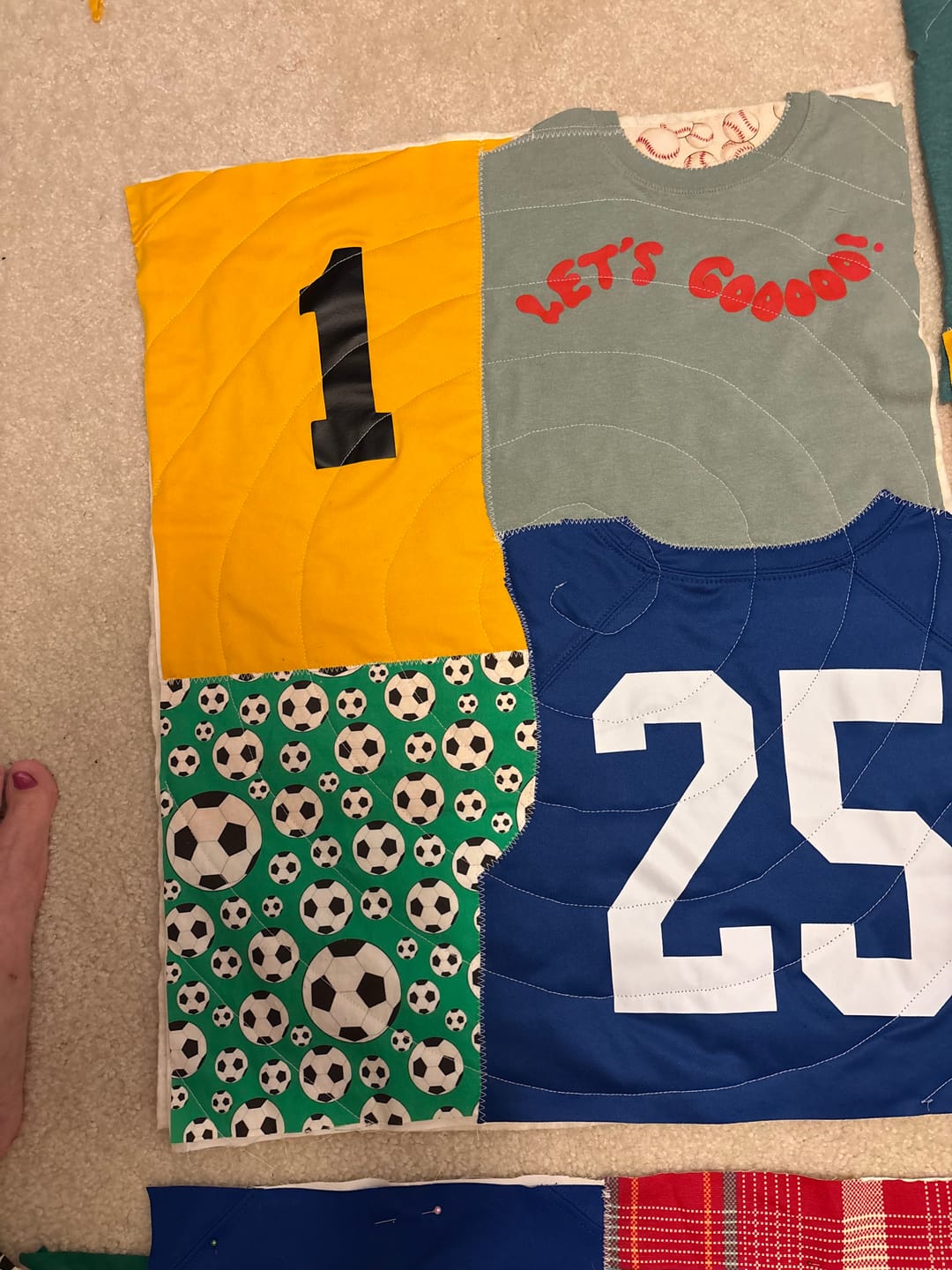 Customer photo review of Assorted Soccer Balls Fabric - Green