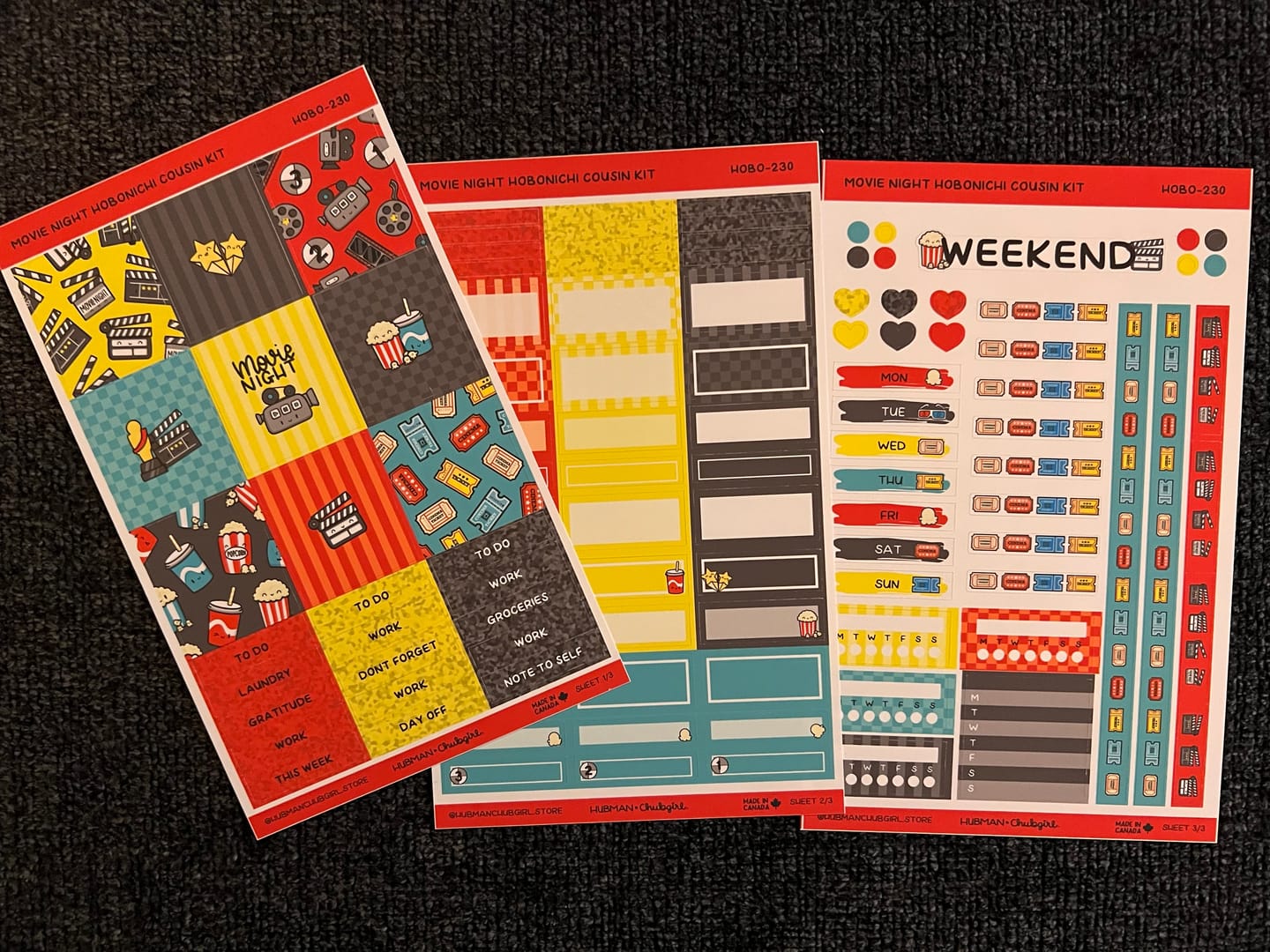 Customer photo review of Movie Night Theme Hobonichi Cousin Weekly Kit (Set of 3)
