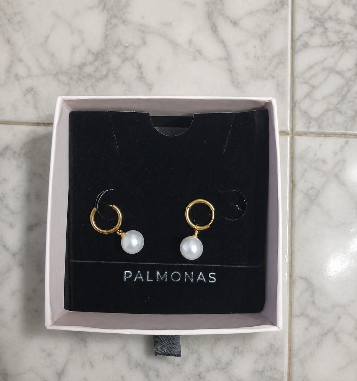 Customer photo review of Pearl Orbit Earrings
