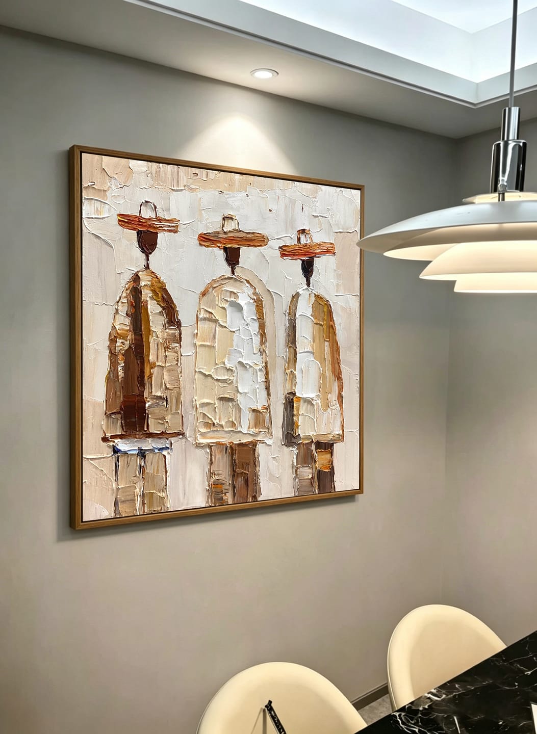 Customer photo review of Nomads of the Quiet Plains — Abstract Textured Figurative Painting