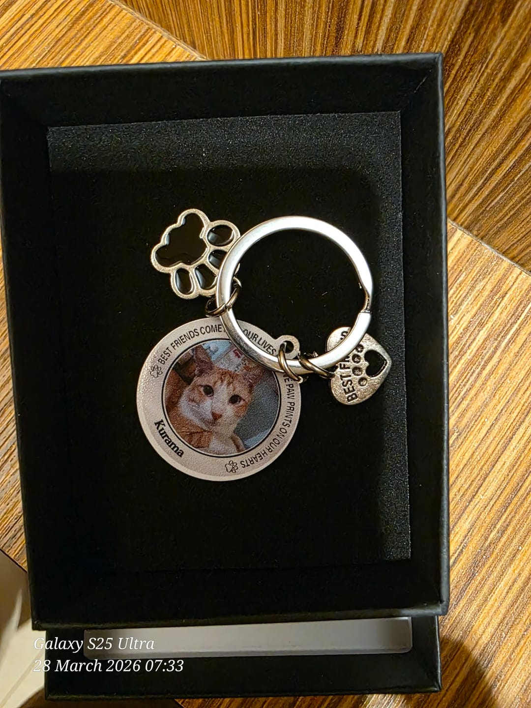 Customer photo review of Custom Personalized Photo Keychain Pet Charm Key Ornaments - Memorial Gift for Dog/Cat Lovers - You left paw prints on my heart