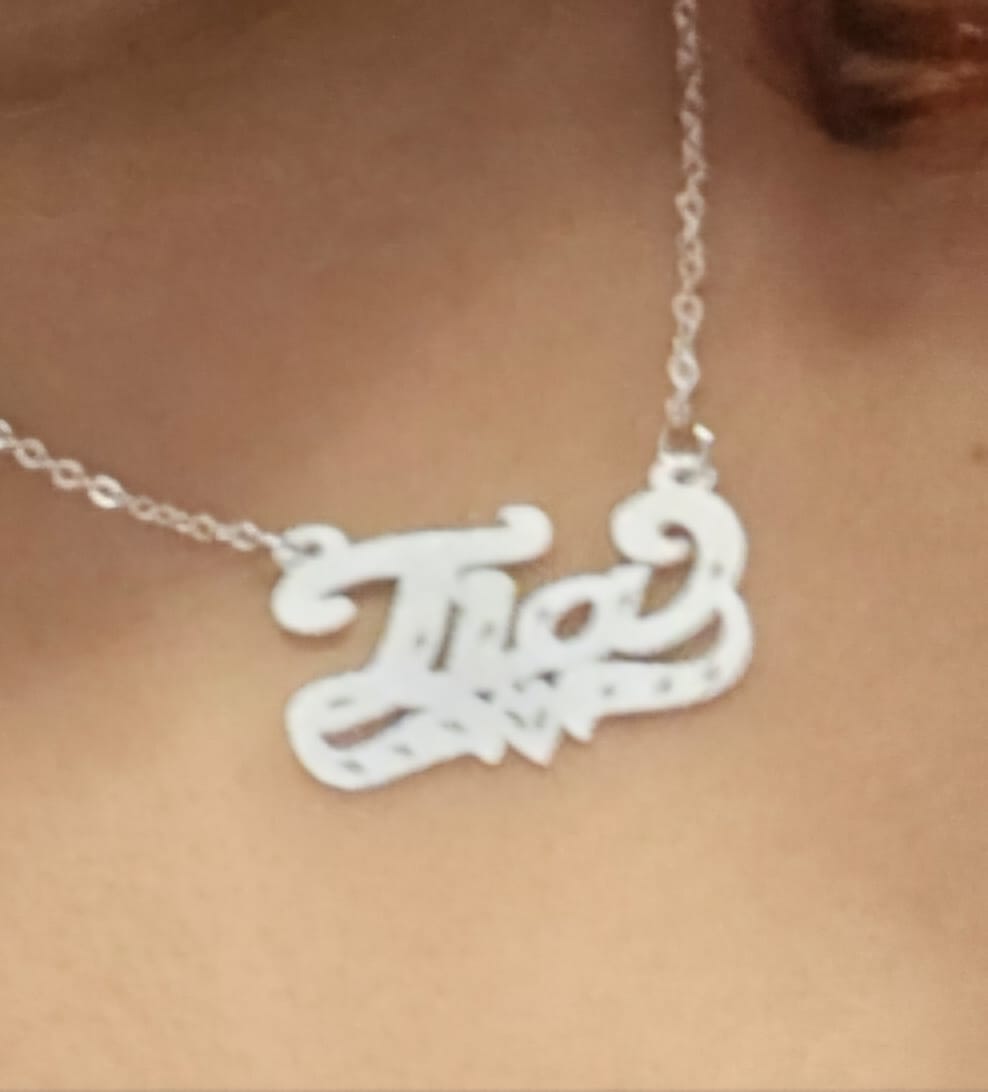 Customer photo review of Name Pendant in Diamond cut