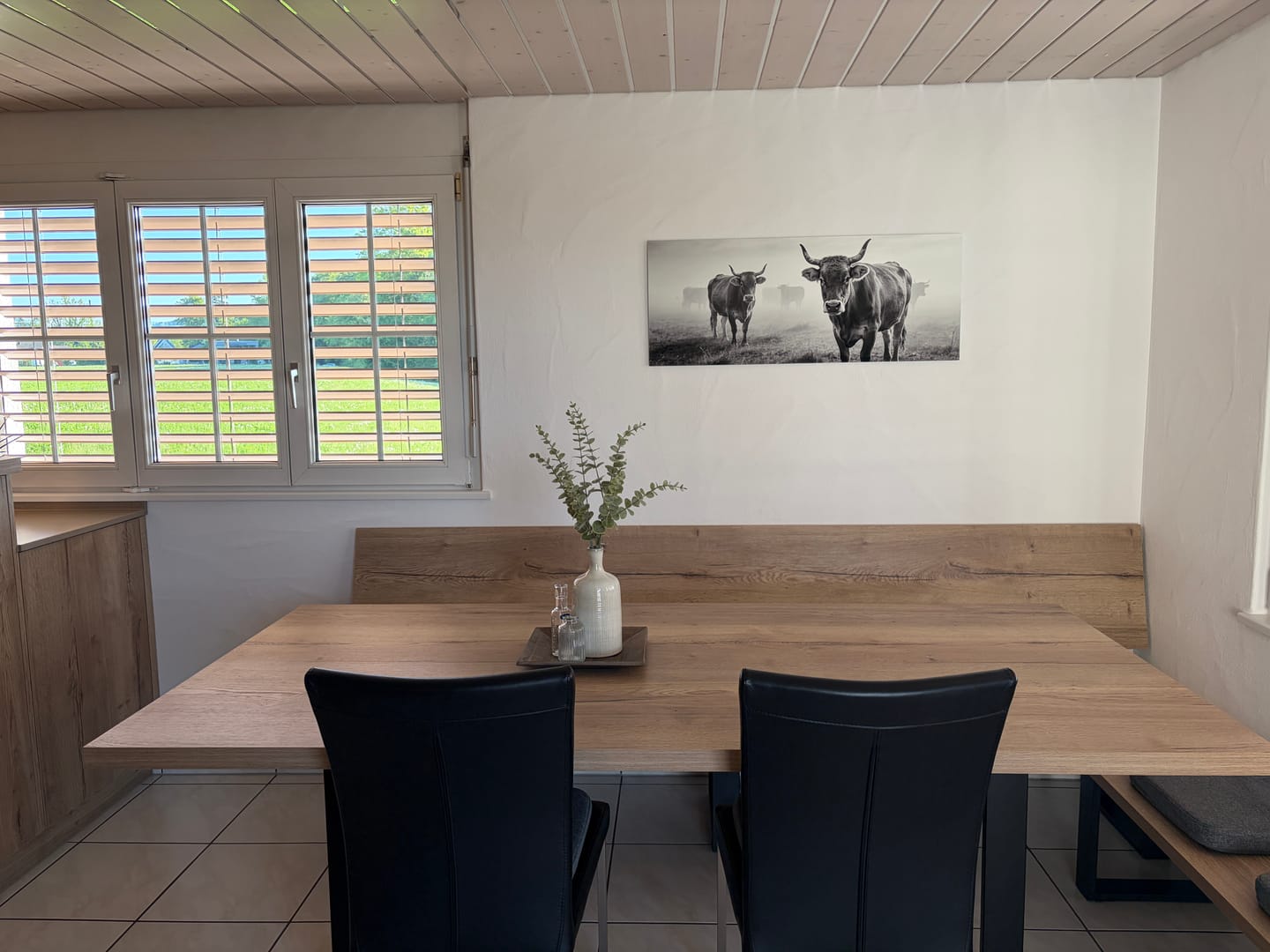 Customer photo review of Alpine Cow Watch – Alu-Dibond wall art