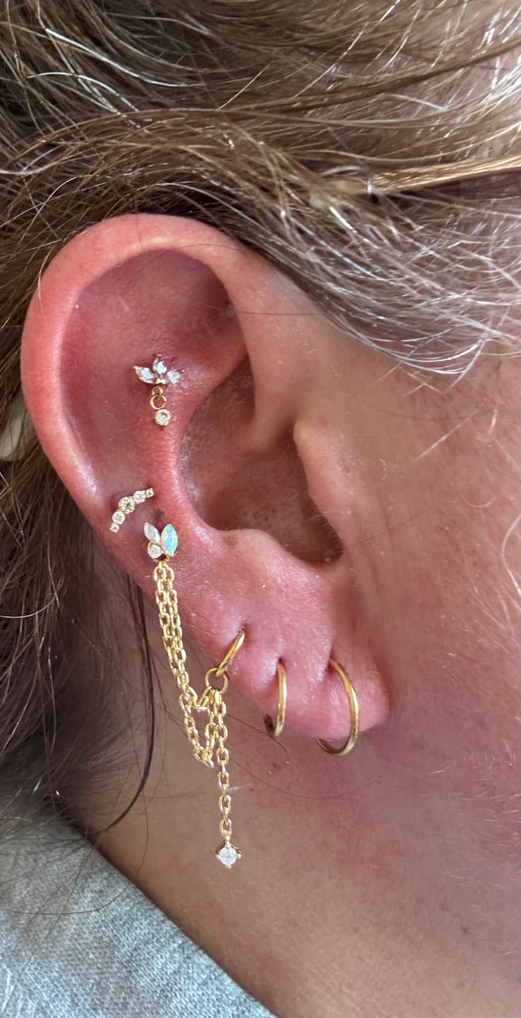 Customer photo review of LANI Droplet Threadless Cartilage Stud