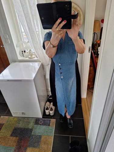Customer photo review of Casual Denim Patchwork Dress