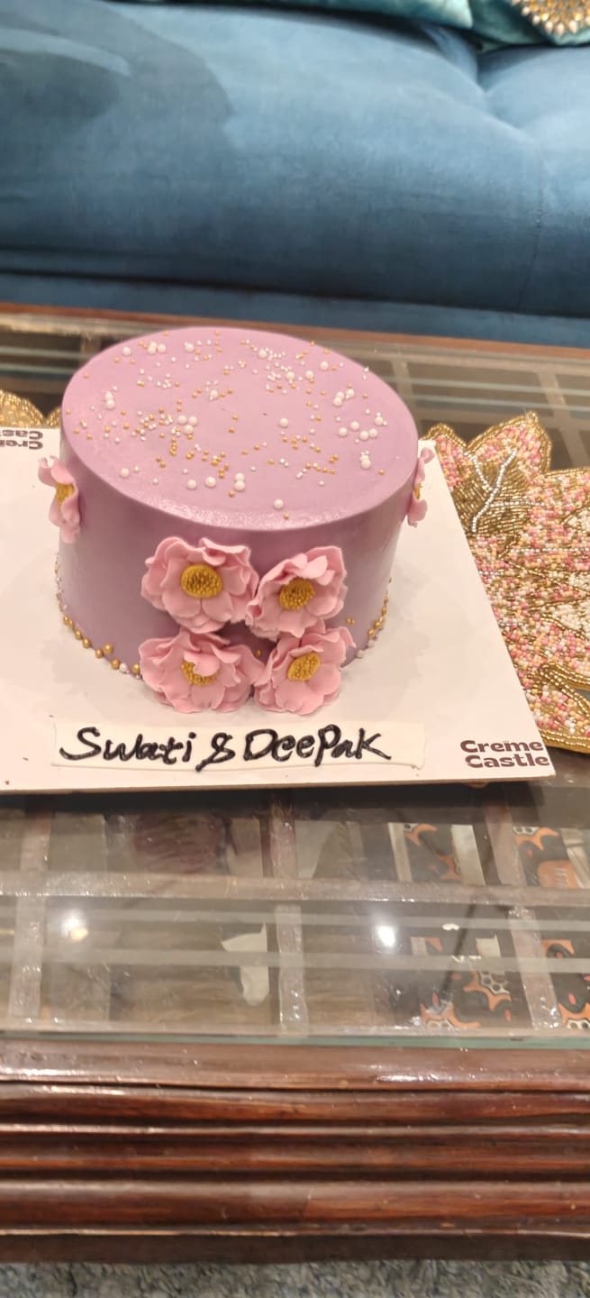 Customer photo review of Floral Purple Anniversary Cake