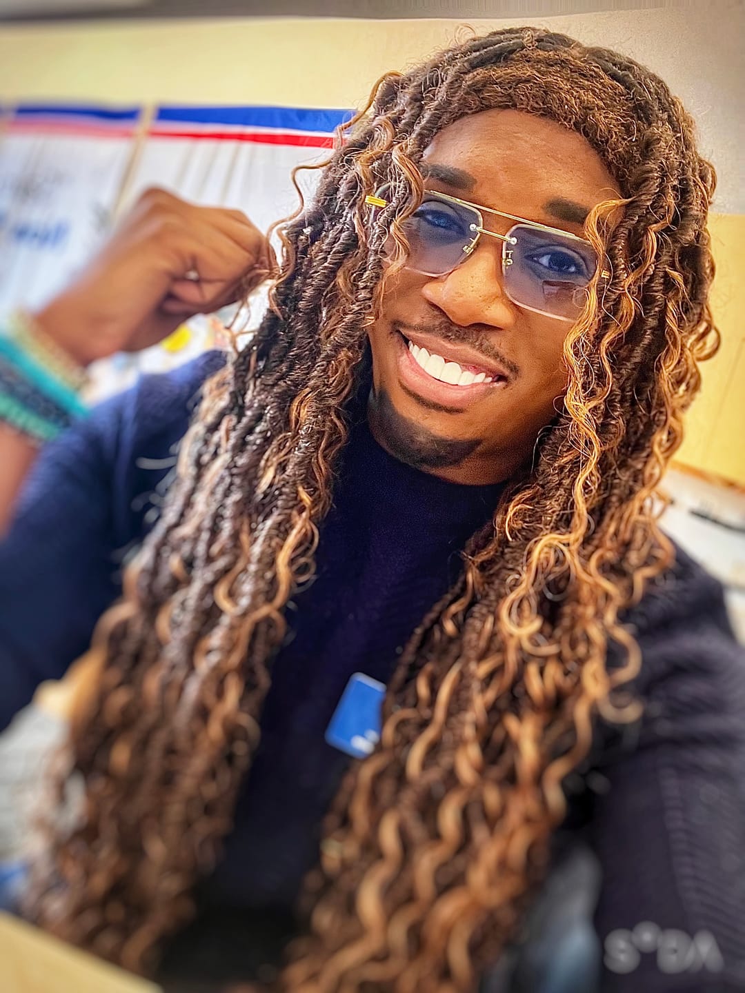 Customer photo review of Salon-level Knotless Boho Locs Swiss HD Full Lace Human Hair Boho Curls Locs Wig
