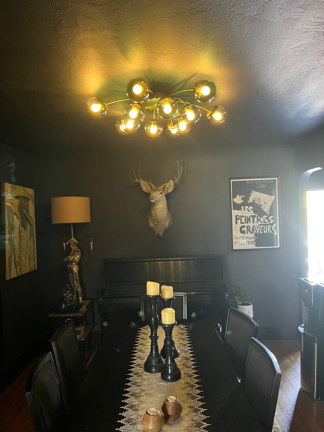 Customer photo review of Glam Bloom 12-Light Blue Glass Bubble Semi Flush Chandelier