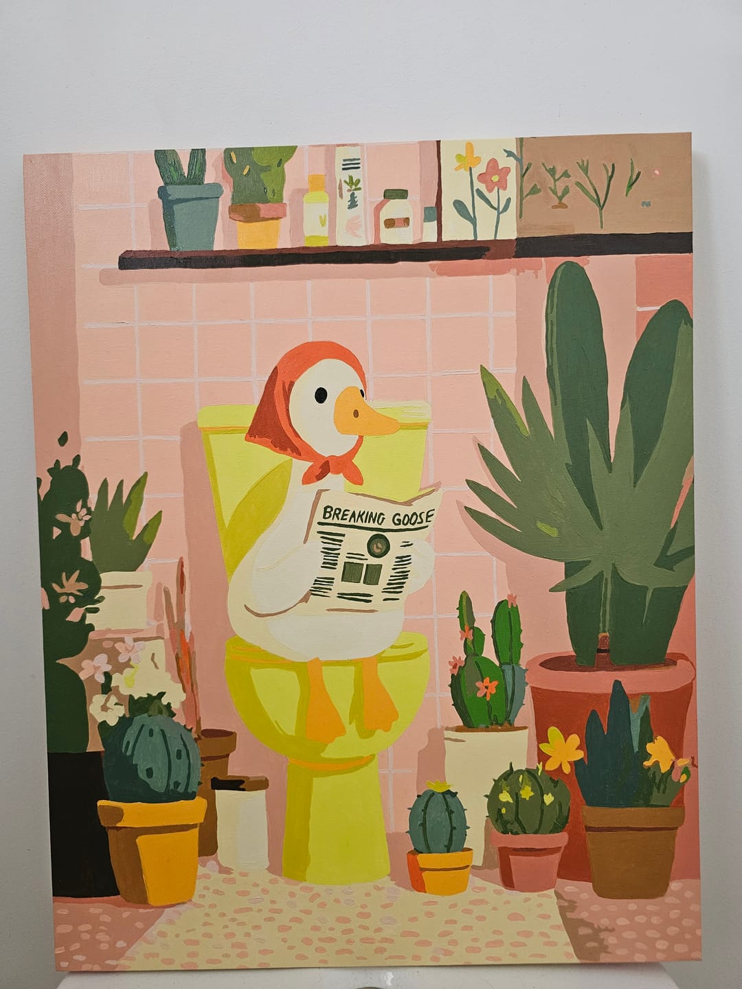 Customer photo review of The White Goose on the Toilet | Paint by Number
