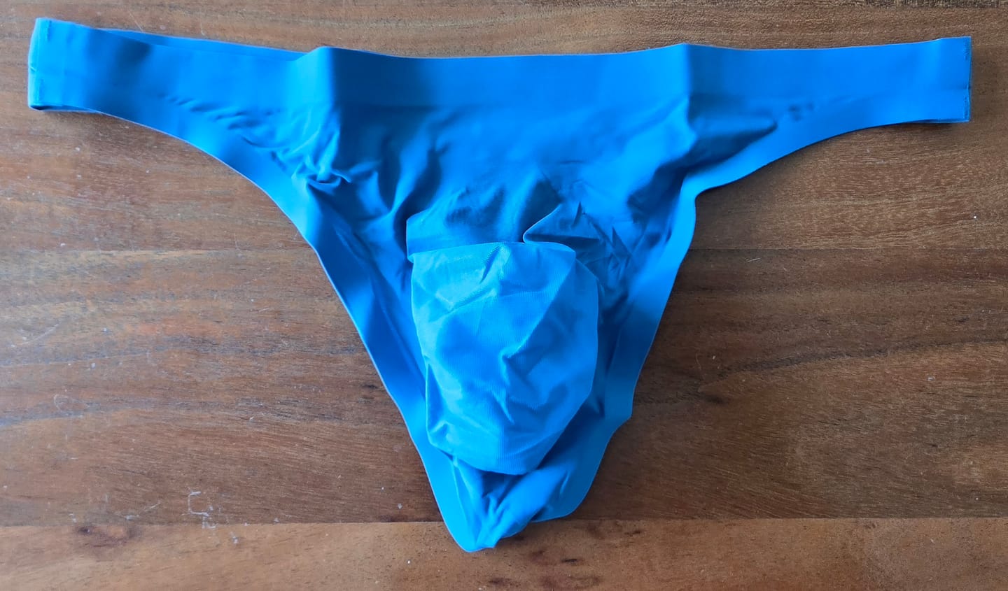 Customer photo review of Brushed Nylon Seamless 0in Thongs No Fly 3pk Black/Nightfall/Red Stone