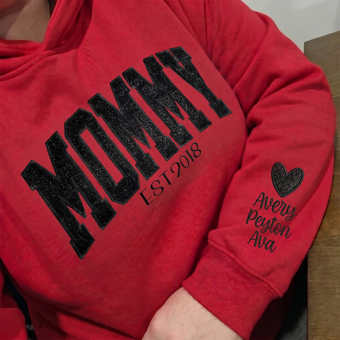 Customer photo review of Custom Embroidered Applique Glitter Mama Sweatshirt - Gift for Mom