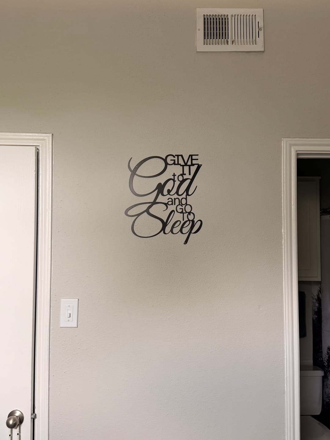 Customer photo review of Christianartworkshop Give It to God and Go to Sleep Metal Wall Decor: Let Faith Bring Peace