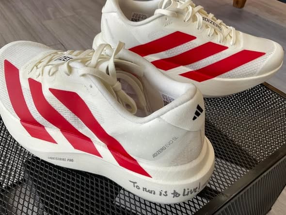Customer photo review of Adidas Adizero EVO SL Off White Better Scarlet Men's