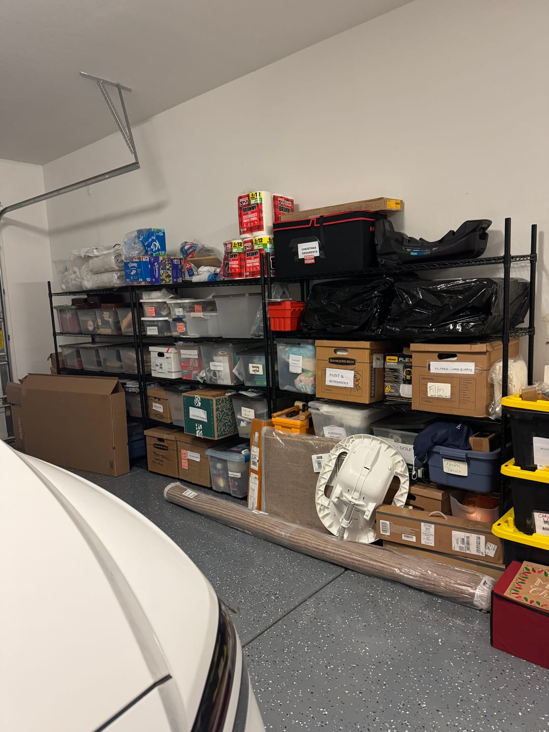 Customer photo review of Reibii 60" W x 73" H Wire Storage Shelves on Wheels, 5-Shelf Adjustable, 3200lbs Heavy Duty Metal Shelving for Garage Kitchen Pantry