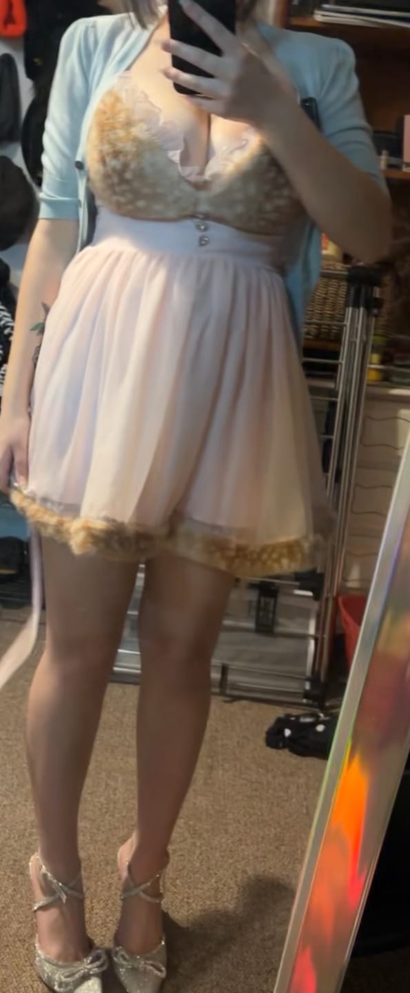 Customer photo review of Bambi Princess Fur Chiffon Dress (Pink)