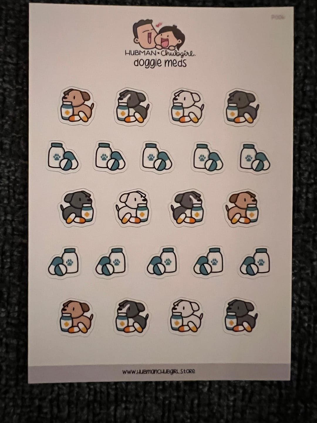 Customer photo review of Doggie Meds Planner Stickers