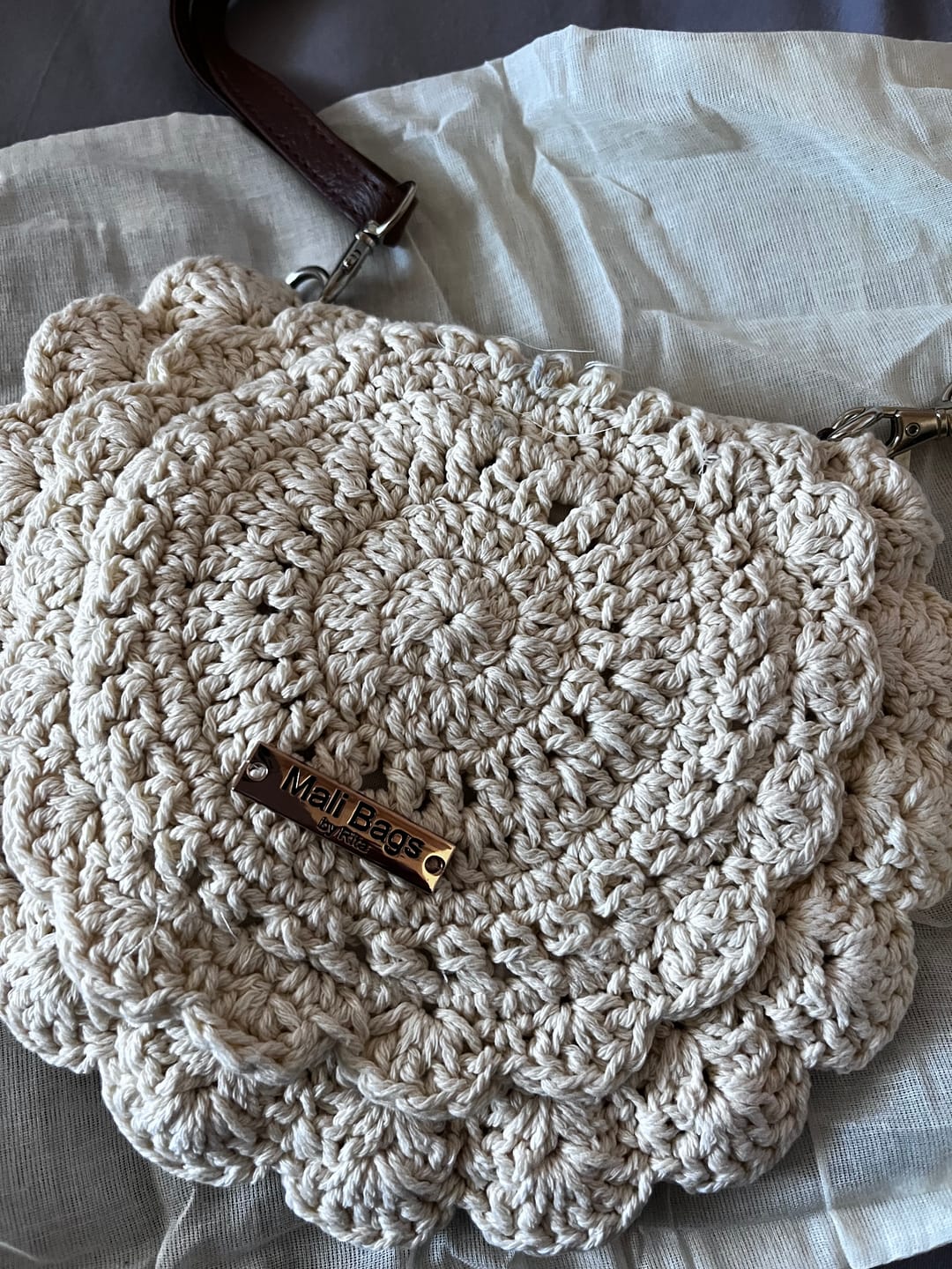 Customer photo review of Maria beige crochet bag
