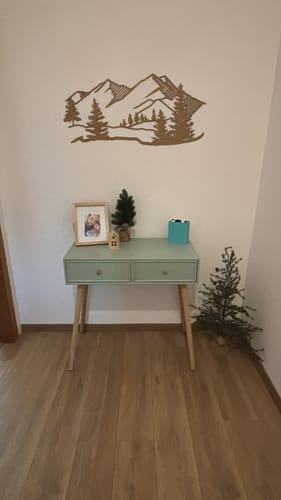 Customer photo review of NISHIO - Console 2 tiroirs en bois coloris vert menthe
