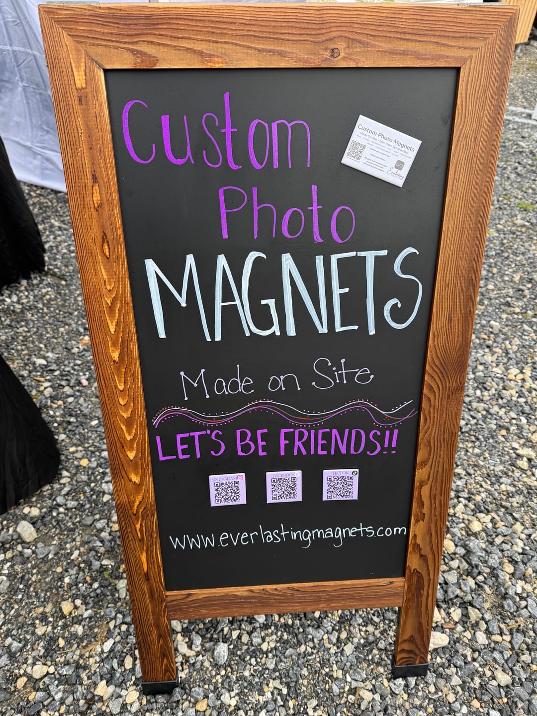 Customer photo review of Rustic Chalkboard A-Frame Easel- Double Sided Magnetic Surface