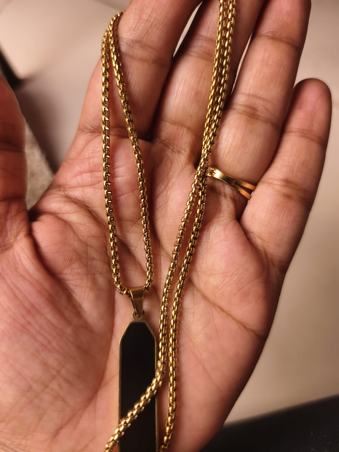 Customer photo review of Midnight Prism Necklace- Gold