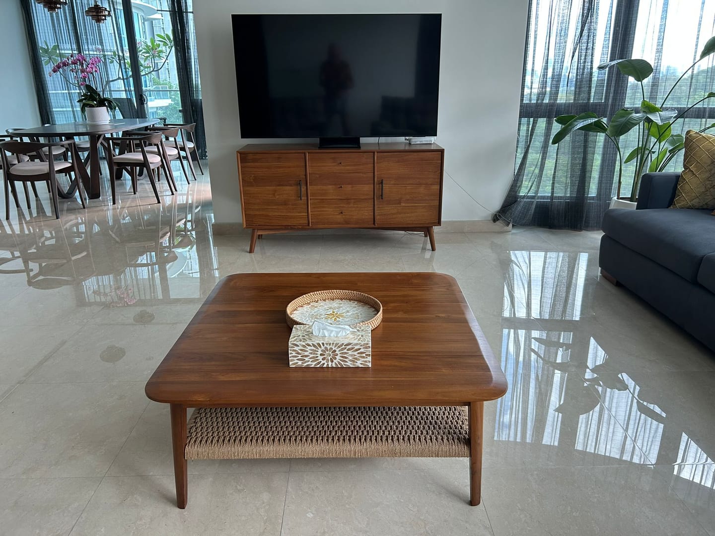 Customer photo review of Square Coffee Table in Premium Teak & Loom