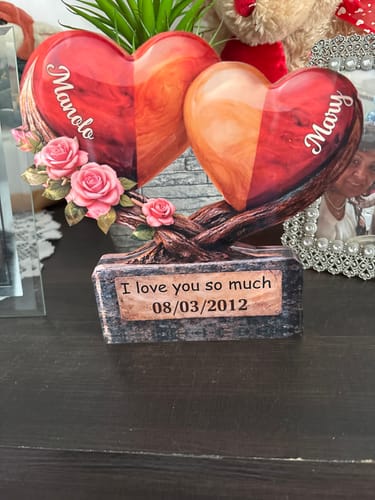 Customer photo review of Personalized Heart Couple Plaque – Custom Names & Date Anniversary Gift for Her/Him