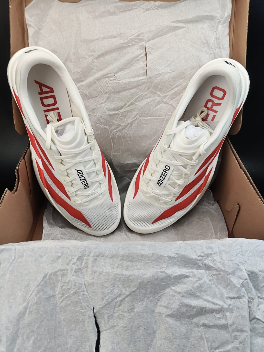 Customer photo review of Adidas Adizero EVO SL Off White Better Scarlet Men's