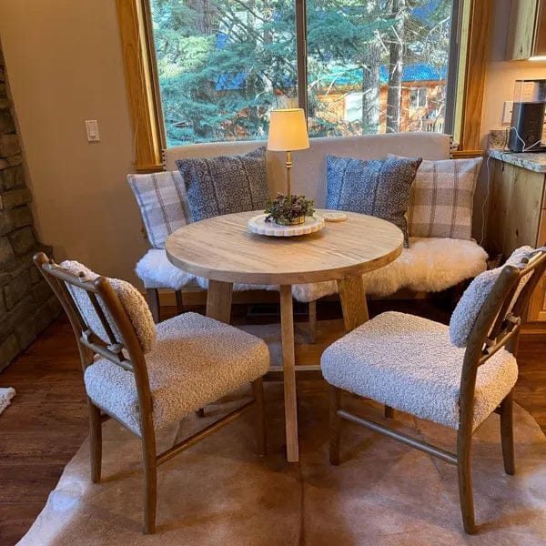 Customer photo review of Amber Round Farmhouse Dining Table | Solid Wood Design
