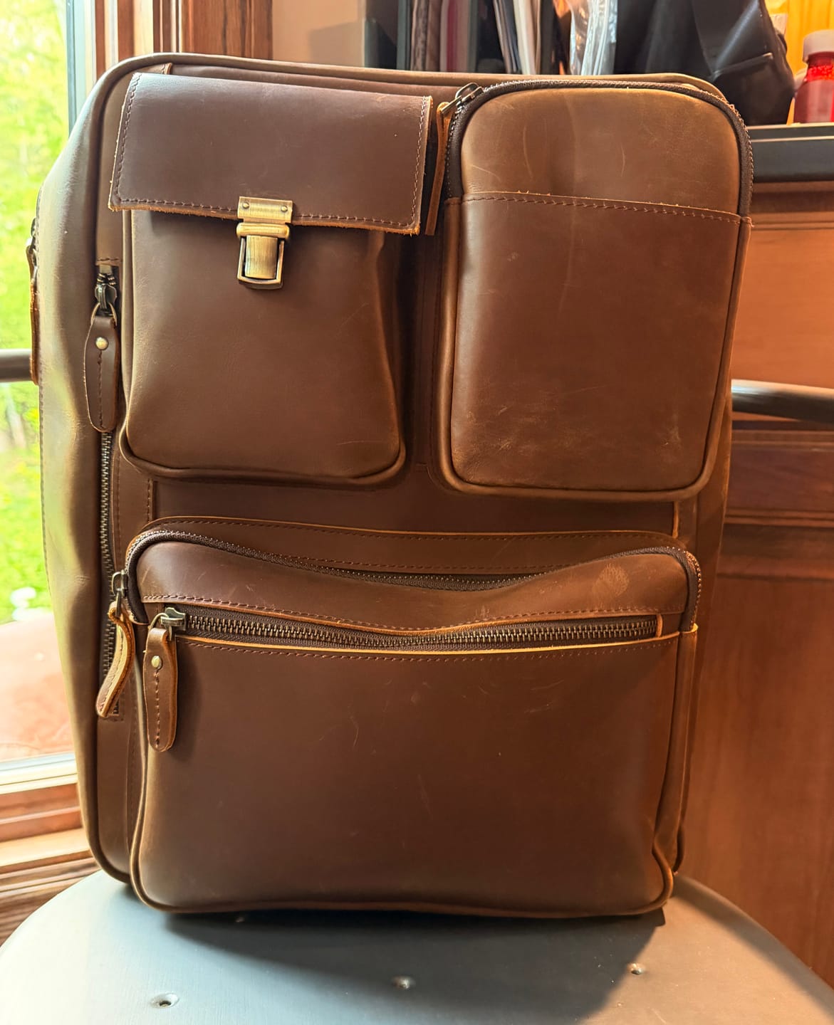 Customer photo review of The Bucking Bronco – Leather Travel Briefcase