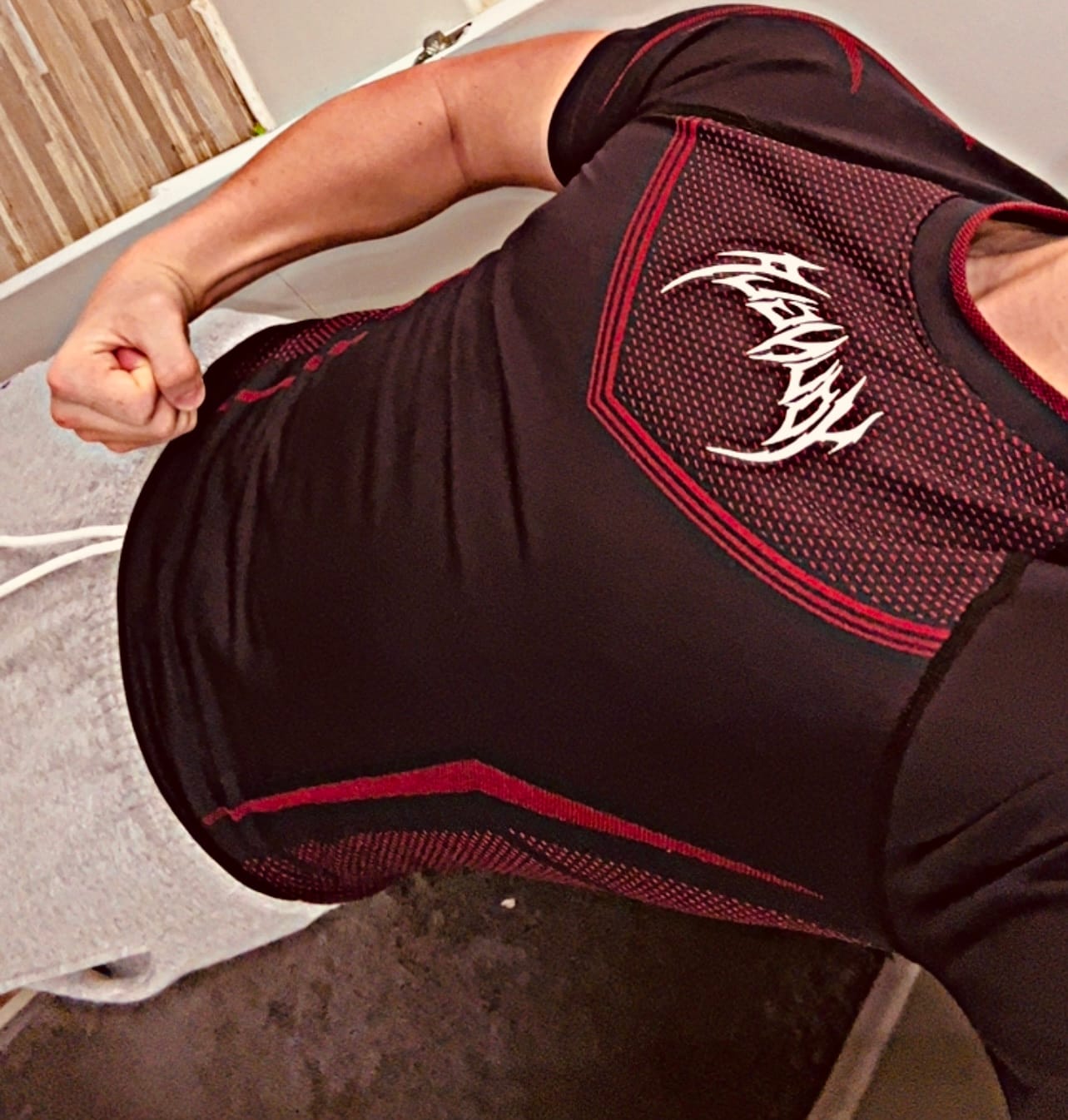 Customer photo review of 465 Superhero Compression Tees