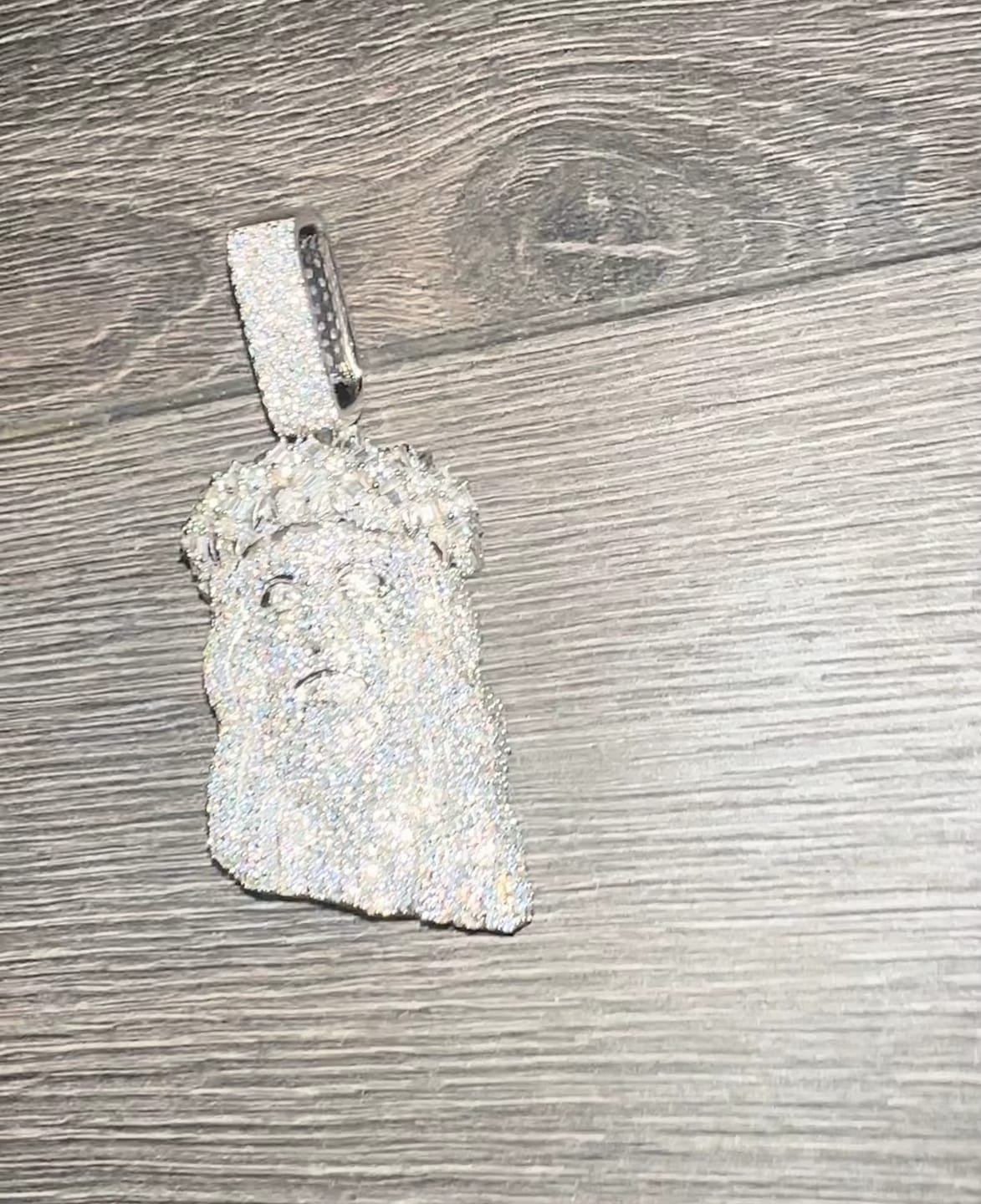 Customer photo review of GL Ice Out Silver Full Moissanite Jesus Pendant
