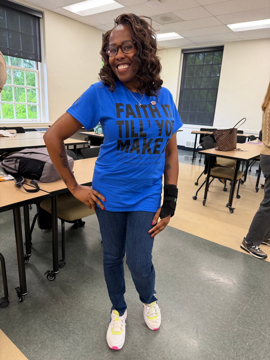 Customer photo review of Royal Blue/Black "Faith It" T-Shirt