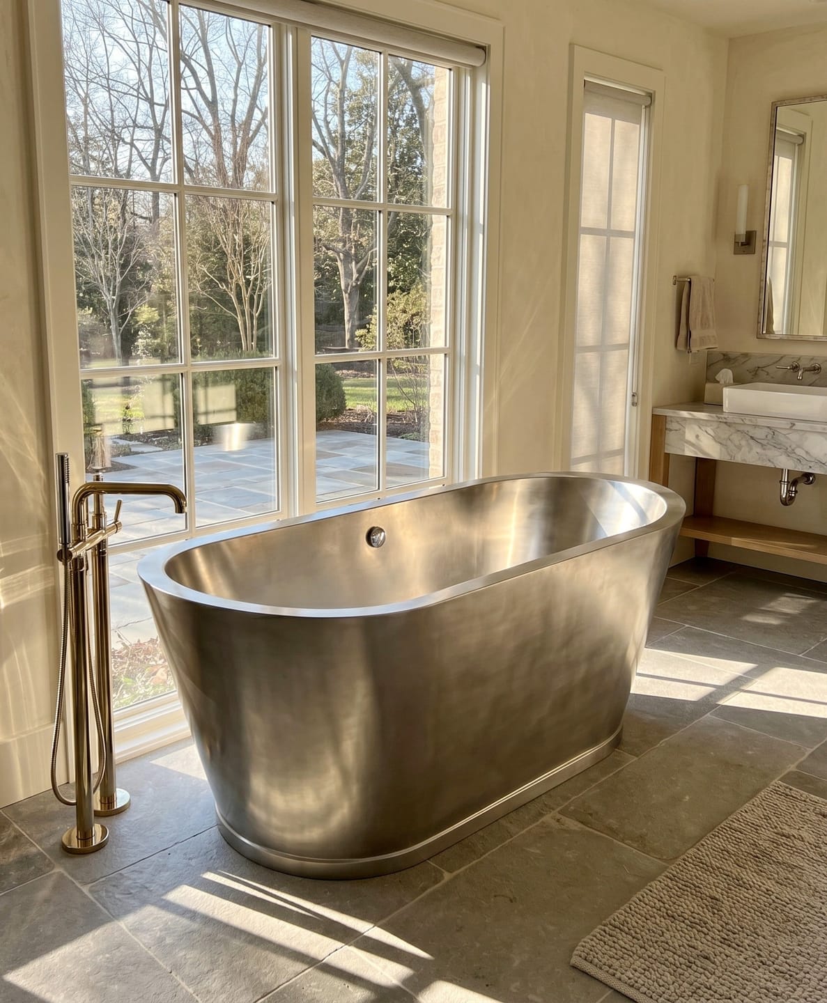 Customer photo review of Elite Custom Double-wall Stainless Steel Soaking Freestanding Bathtub EB-DL05