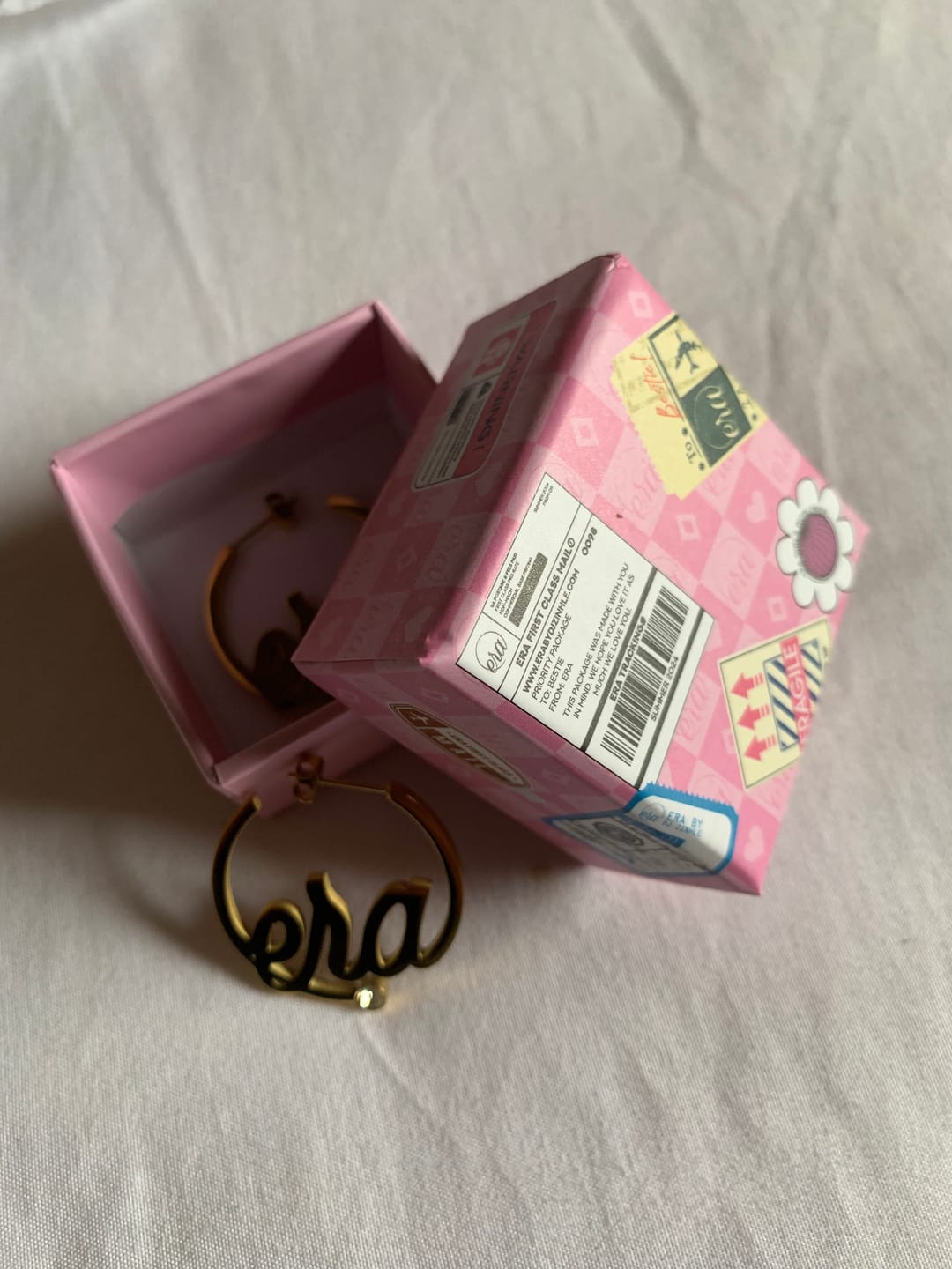 Customer photo review of Gold Mini Era Logo Hoops
