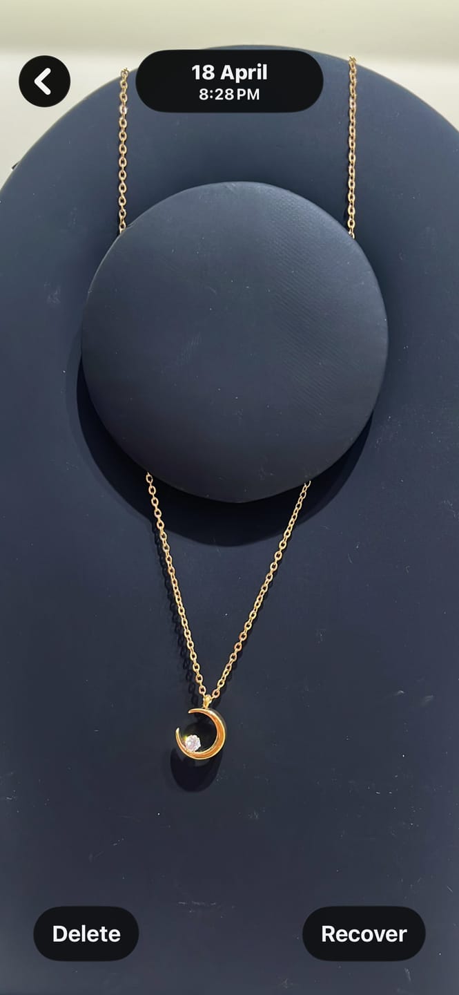 Customer photo review of Moon Charm Necklace