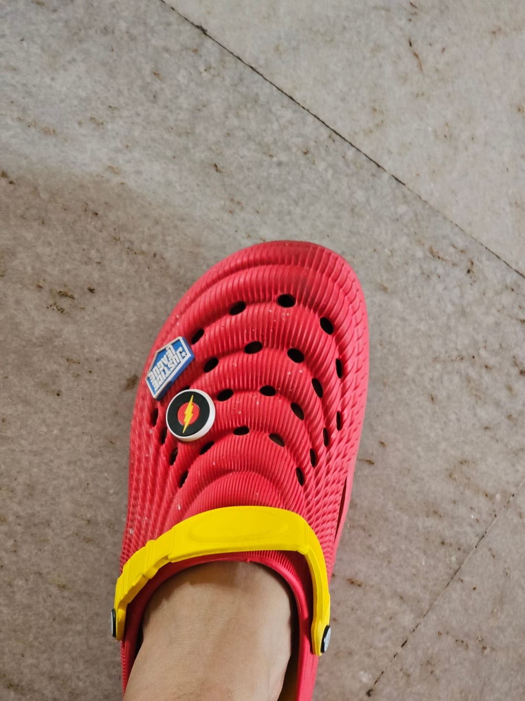 Customer photo review of Justice League PowerGrip Clogs
