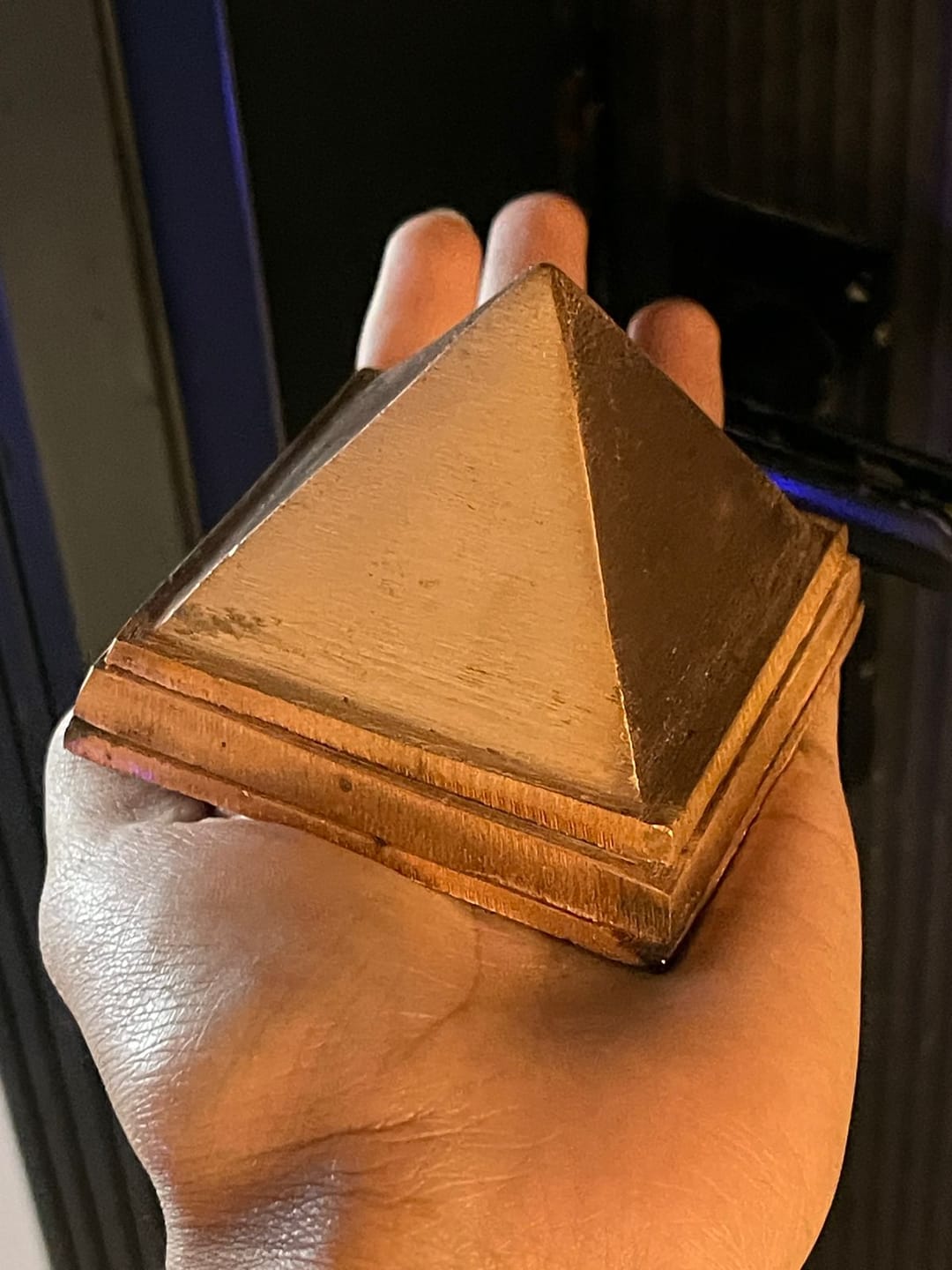 Customer photo review of 3-Layer Copper Pyramid Vastu Remedy for Energy Amplification, Prosperity and South East Direction Activation for Home, Office and Vastu Correction | 5-7.6 cm | 665 g