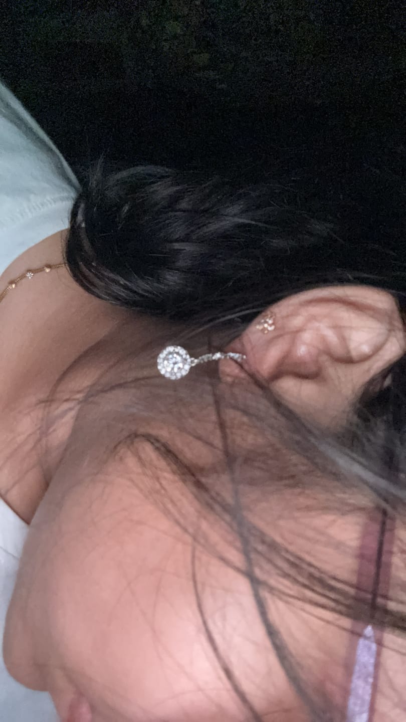Customer photo review of Silver Zircon Drizzle Drop Earrings