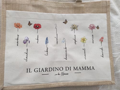 Customer photo review of L'amore sboccia qui - Borsa personalizzata per mamma e nonna con fiori e nomi
