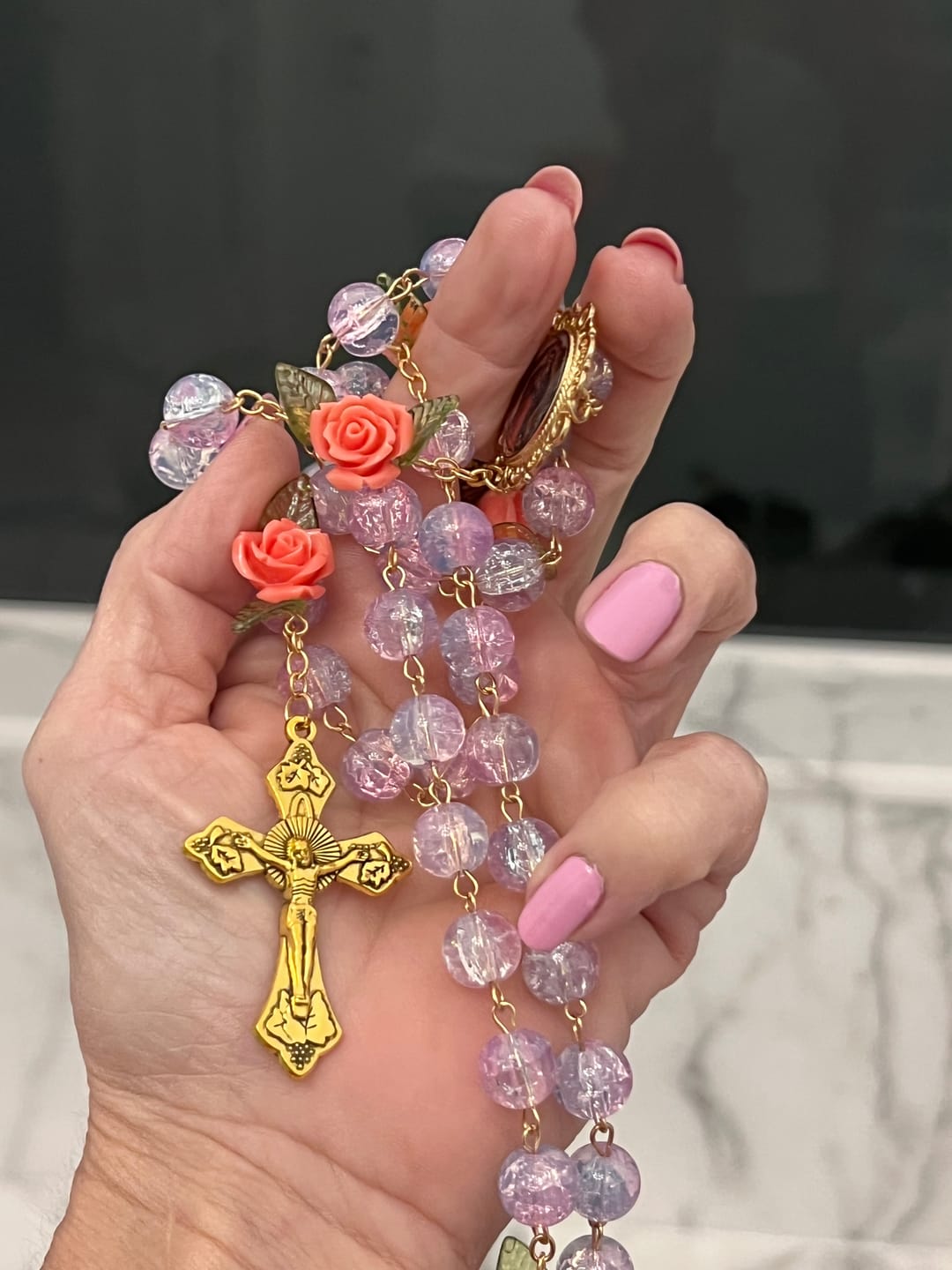 Customer photo review of FREE Today: Virgin Mary with Rose-Accented Rosary: Timeless Faith & Floral Faith Symbol